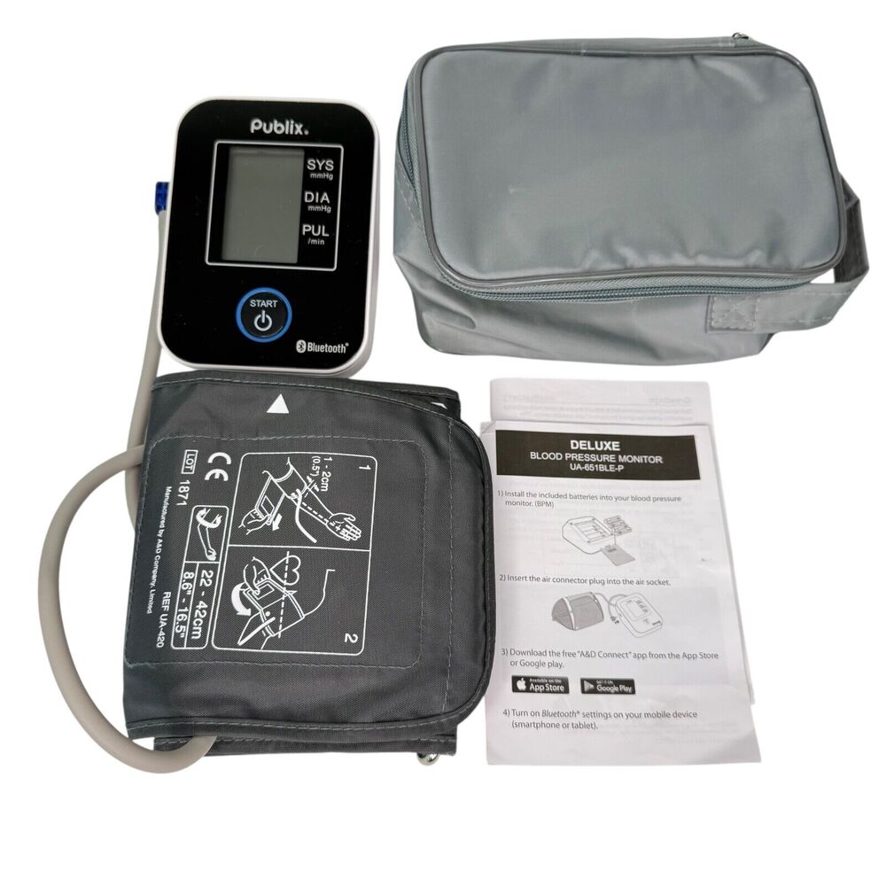 Publix Deluxe Digital Blood Pressure Monitor Bluetooth with Case UA-651BLE-P